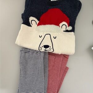 Cozy Polar Bear Kids Pajama Set - Red and Navy